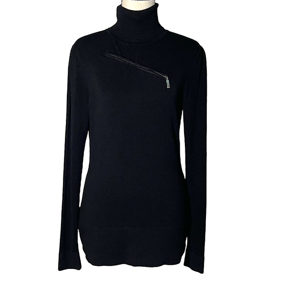 Cache Black Turtle Neck Sweater w/ Zipper Details | Size XS - Picture 8 of 11